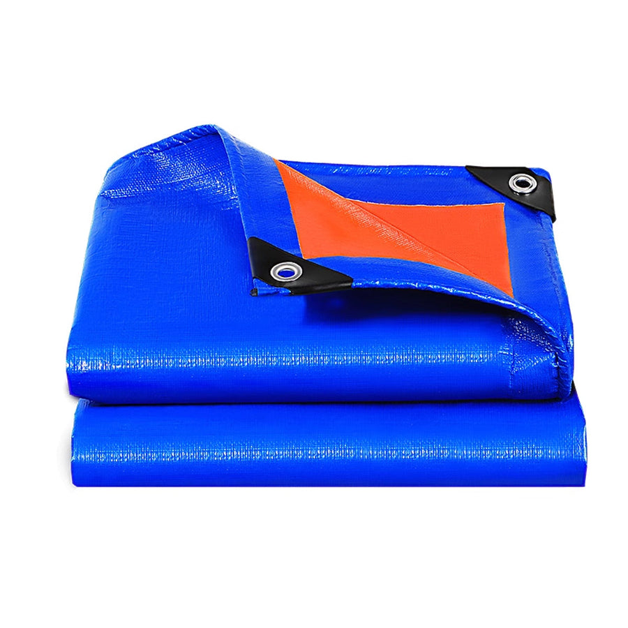 Waterproof Plastic Tarp Cover Heavy Duty Ground Sheet Rainproof Dustproof Blue - 4x6m