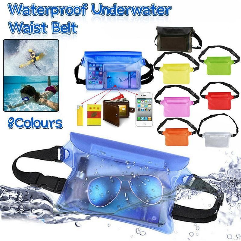 Waterproof Underwater Waist Belt Bum Bag Beach Swimming Boating Dry Phone Pouch - Grey