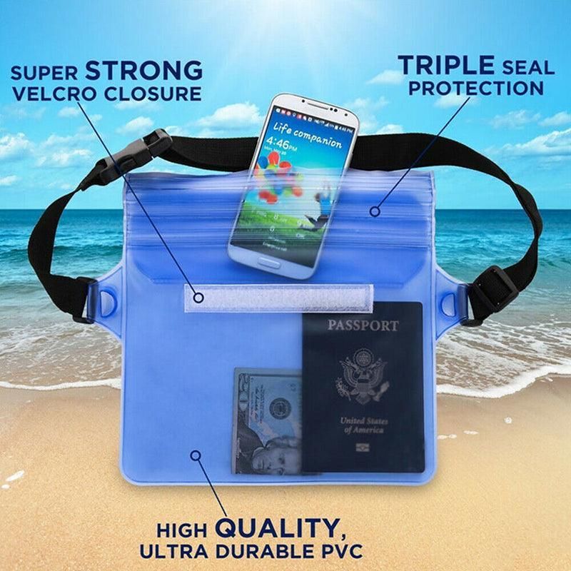 Waterproof Underwater Waist Belt Bum Bag Beach Swimming Boating Dry Phone Pouch - Grey