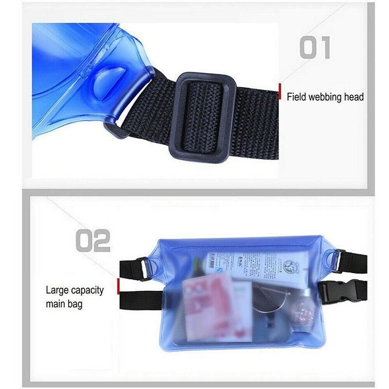 Waterproof Underwater Waist Belt Bum Bag Beach Swimming Boating Dry Phone Pouch - Grey