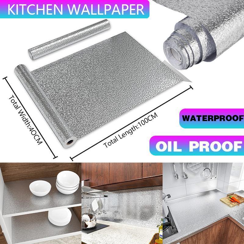 Waterproof Oil Proof Aluminum Foil Sticker Self Adhesive Kitchen Wallpapers AU