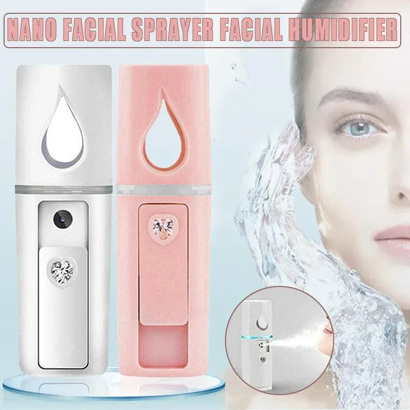 L2 Mini Nano Facial Mister With Top Mirror Rechargeable Cool Mist Sprayer  Au - Pink