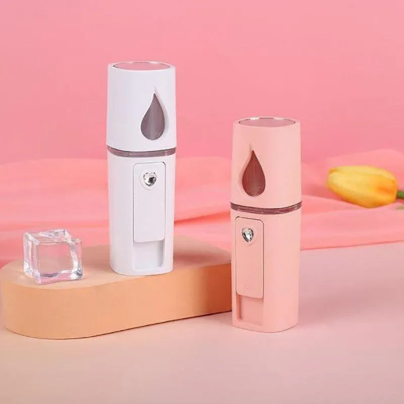L2 Mini Nano Facial Mister With Top Mirror Rechargeable Cool Mist Sprayer  Au - Pink