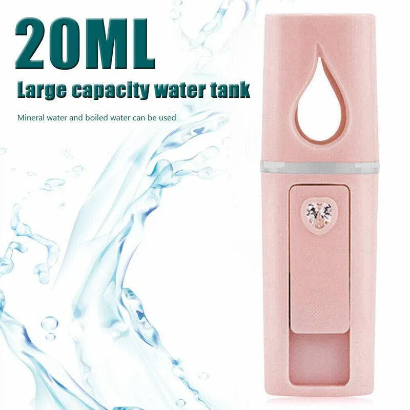 L2 Mini Nano Facial Mister With Top Mirror Rechargeable Cool Mist Sprayer  Au - Pink