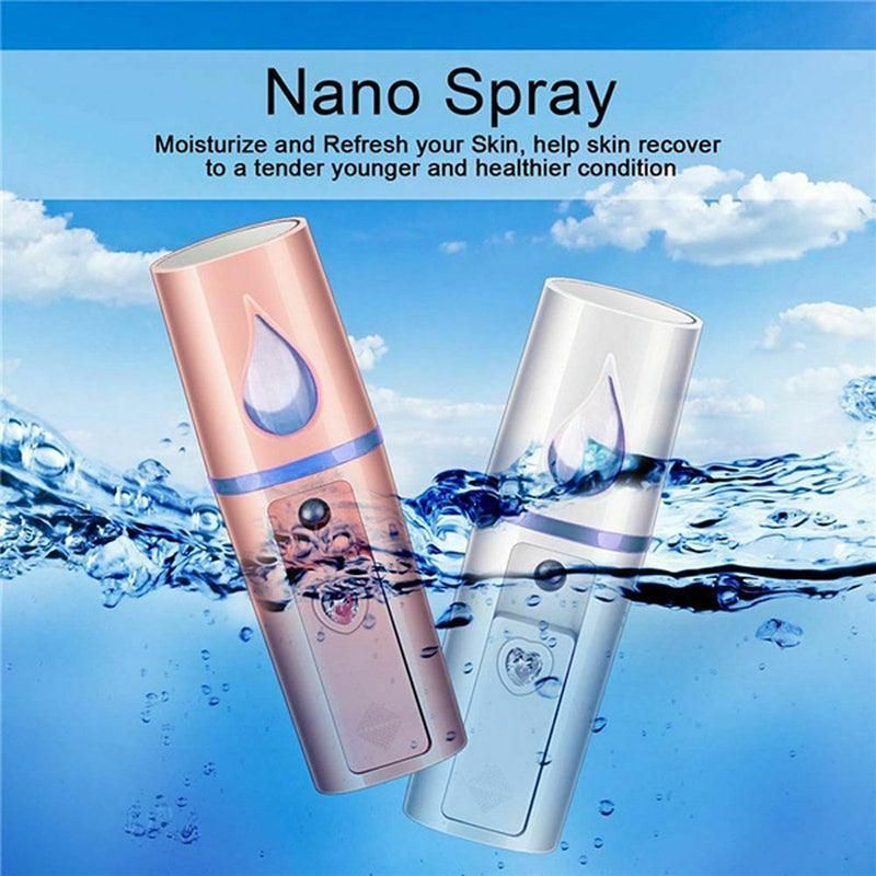 L2 Mini Nano Facial Mister With Top Mirror Rechargeable Cool Mist Sprayer  Au - Pink