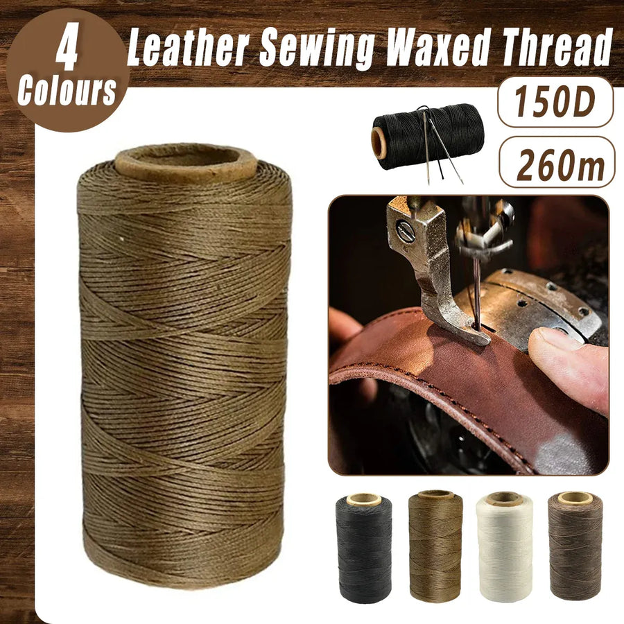 260m 150D Leather Sewing Waxed Thread Hand Stitching Craft Repair Cords 4Colours - Brown