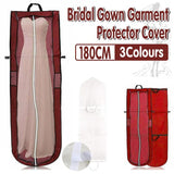 Wedding Dress Garment Bag 180cm Long Bridal Gown Storage Dustproof Cover Zipper - Beige