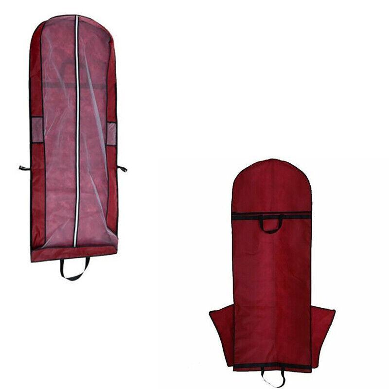 Wedding Dress Garment Bag 180cm Long Bridal Gown Storage Dustproof Cover Zipper - Red