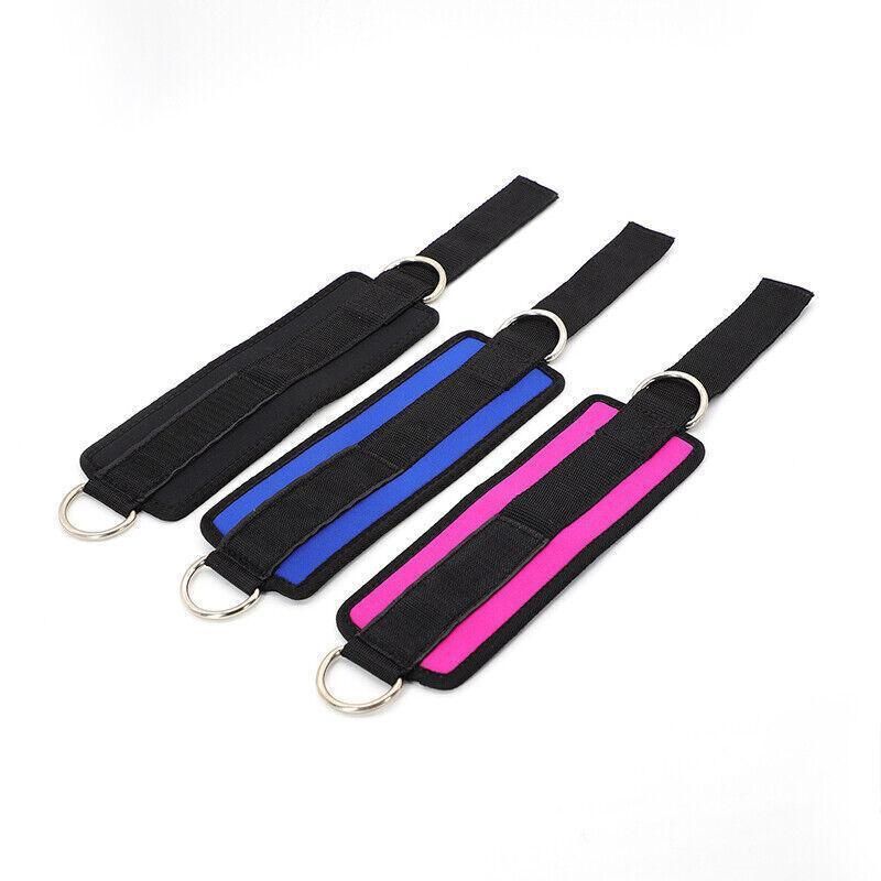 2PCS Weight Lifting Ankle D-Ring Strap Pulley Cable Kickbacks Attachment Gym Leg - Pink