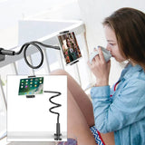 Adjustable Flexible Phone Tablet Holder with Clamp for Bed Desk Mount Use - White - Close-Up Angle