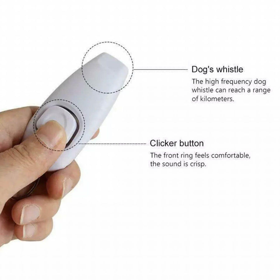 Dog Whistle and Clicker Set for Training Stop Barking Obedience Tool Combo - White