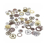 100g Assorted Steampunk Gears and Cogs Metal Alloy Clock Wheels for DIY Crafts - Front View