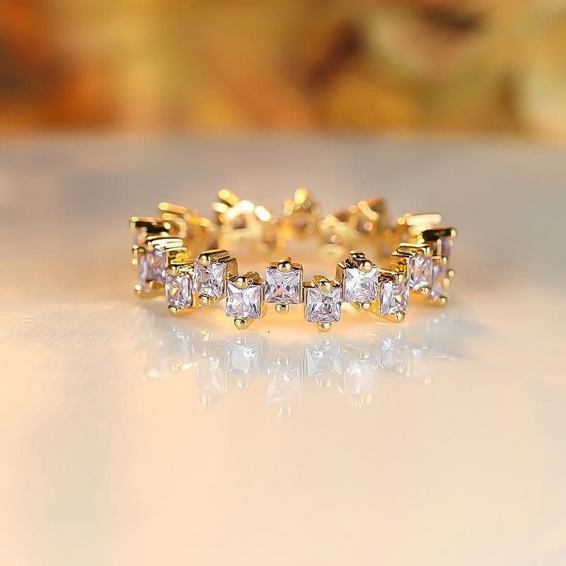 Square Design 1.2ct Simulated Diamond Women Engagement Ring Rose Gold Plated - White-Size 6