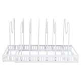 Retractable Kitchen Storage Rack Pot Lid Holder Cutting Board Organizer Stand - White