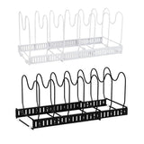 Retractable Kitchen Storage Rack Pot Lid Holder Cutting Board Organizer Stand - White - Side View