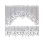 White Lace Window Curtain Short Tier Panel for Kitchen Bathroom - Morning glory