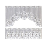 White Lace Window Curtain Short Tier Panel for Kitchen Bathroom - Morning glory