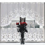 White Lace Window Curtain Short Tier Panel for Kitchen Bathroom - Morning glory