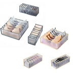 Foldable Drawer Organizer Divider Bra Sock Underwear Storage Closet Wardrobe - White with 7 Boxes