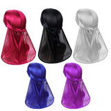 Velvet Durag Silky Hat Cap Men Women Premium Designer Doo Rag Wave Silk Headwear - Wine red - Side View