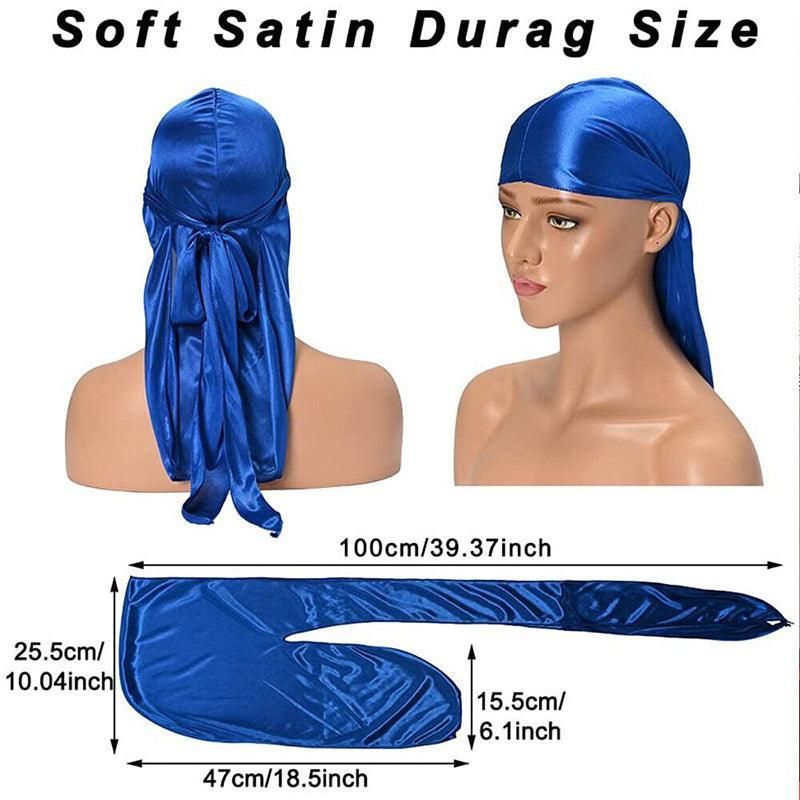 Velvet Durag Silky Hat Cap Men Women Premium Designer Doo Rag Wave Silk Headwear - Wine red