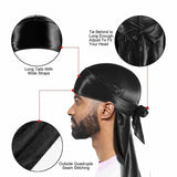 Velvet Durag Silky Hat Cap Men Women Premium Designer Doo Rag Wave Silk Headwear - Wine red - Extra Image
