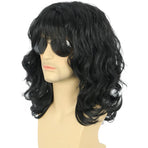 Mens Curly Wig 70s80s Style Medium Length Hair Costume Party Rock Star Look