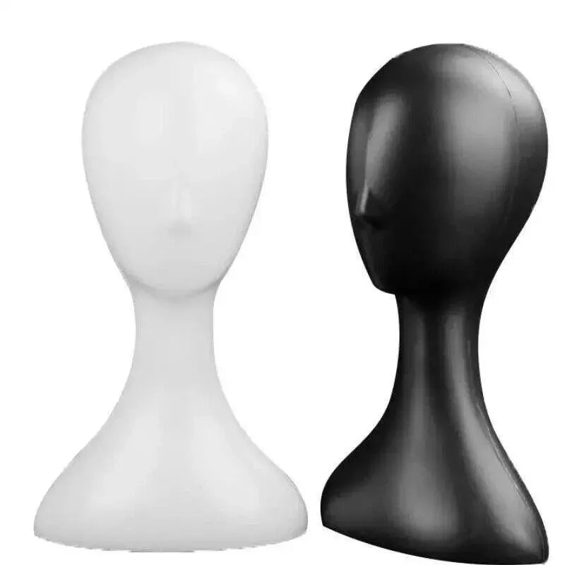 Display Stand Female Mannequin Head for Wig Hat Scarf Hair Model - Black