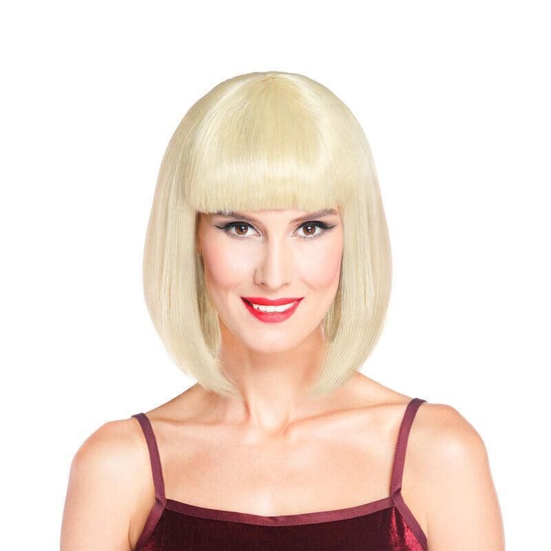 Short Bob Wig with Bangs for Women Synthetic Cosplay Party Hair in 14 Colours - Dark Blue
