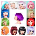 Short Bob Wig with Bangs for Women Synthetic Cosplay Party Hair in 14 Colours - Orange