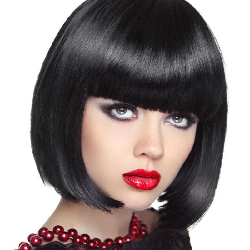 Short Bob Wig with Bangs for Women Synthetic Cosplay Party Hair in 14 Colours - Orange