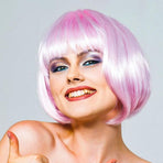 Short Bob Wig with Bangs for Women Synthetic Cosplay Party Hair in 14 Colours - Orange