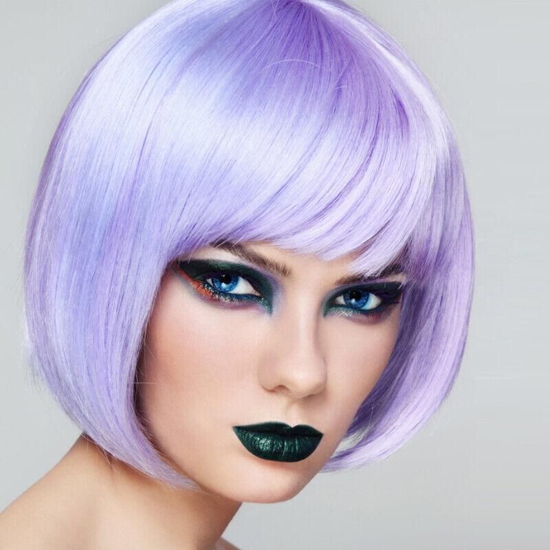 Short Bob Wig with Bangs for Women Synthetic Cosplay Party Hair in 14 Colours - Orange