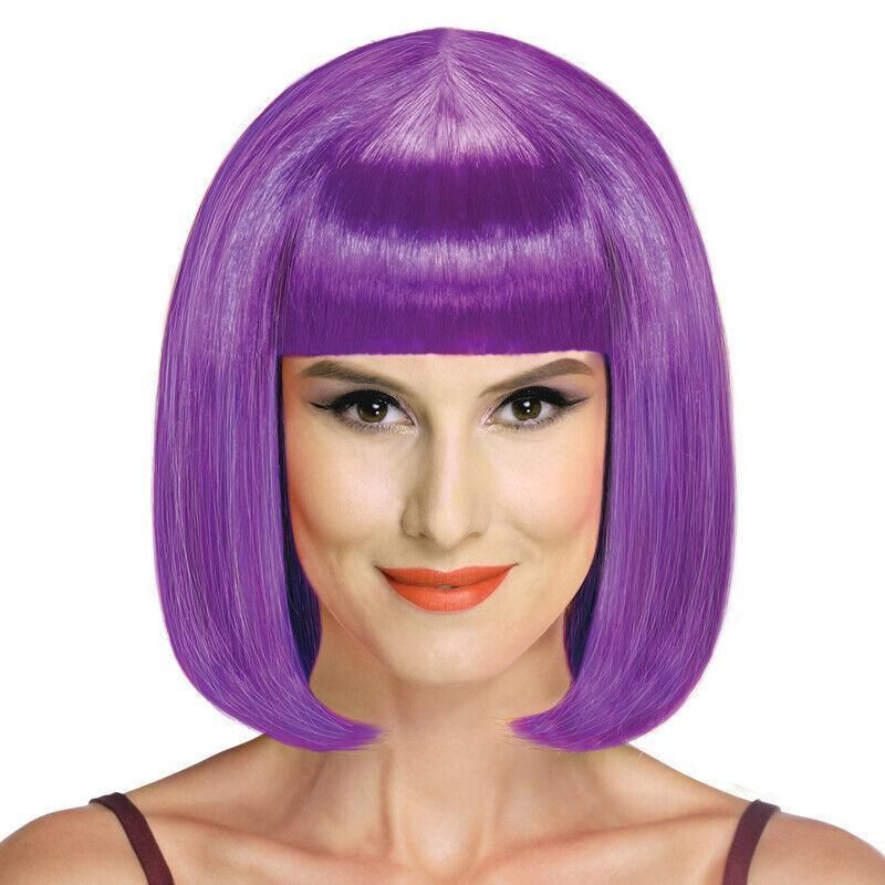 Short Bob Wig with Bangs for Women Synthetic Cosplay Party Hair in 14 Colours - Light Purple