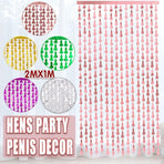 Metallic Tinsel Curtain 2m x 1m Hens Party Backdrop Foil Fringe Hanging Decor - Green