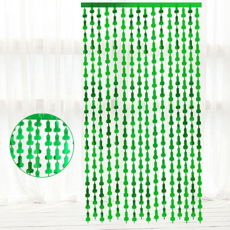 Metallic Tinsel Curtain 2m x 1m Hens Party Backdrop Foil Fringe Hanging Decor - Green