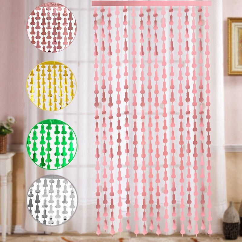 Metallic Tinsel Curtain 2m x 1m Hens Party Backdrop Foil Fringe Hanging Decor - Green