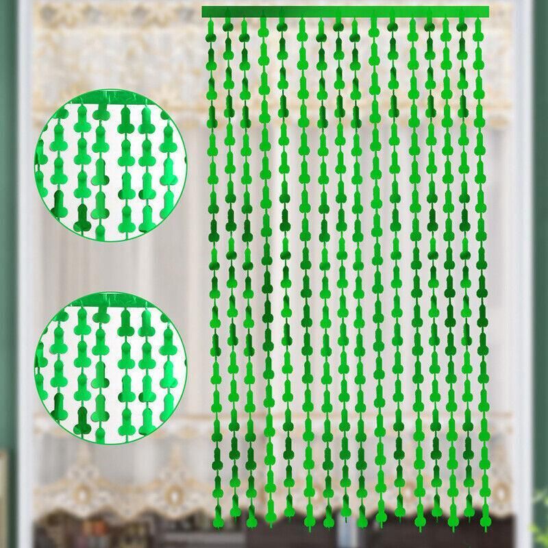 Metallic Tinsel Curtain 2m x 1m Hens Party Backdrop Foil Fringe Hanging Decor - Green