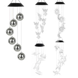 Colour Changing Wind Chimes LED Light Hanging Decor Outdoor Solar Powered Garden - Ball - Front View