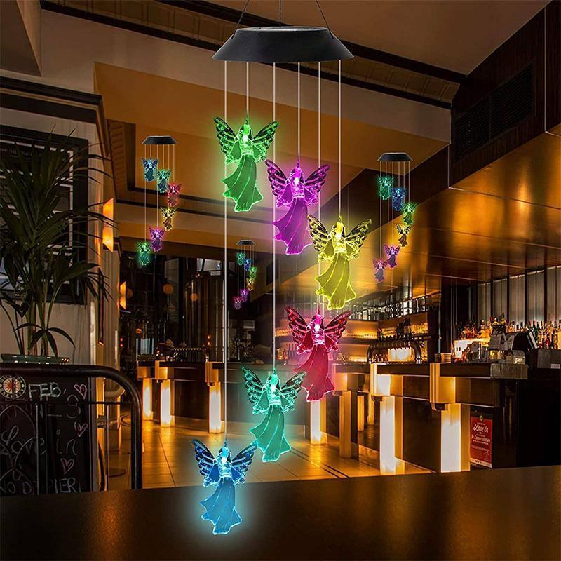 Colour Changing Wind Chimes LED Light Hanging Decor Outdoor Solar Powered Garden - Ball