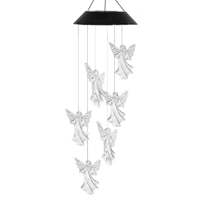 Colour Changing Wind Chimes LED Light Hanging Decor Outdoor Solar Powered Garden - Dogs