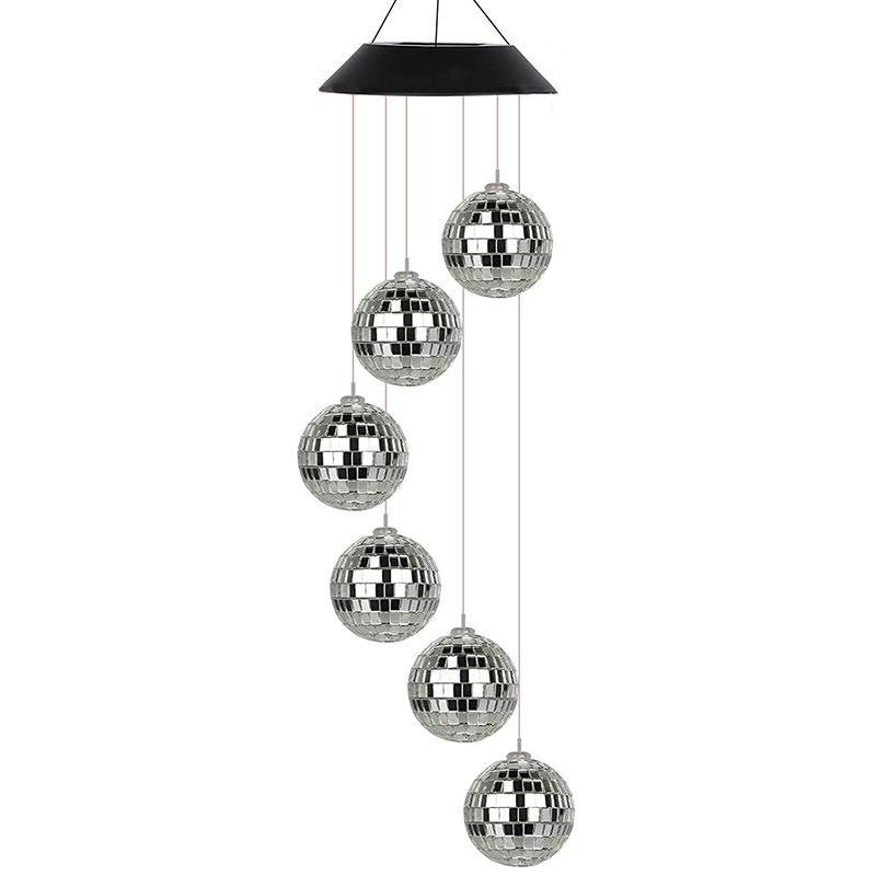 Colour Changing Wind Chimes LED Light Hanging Decor Outdoor Solar Powered Garden - Dogs