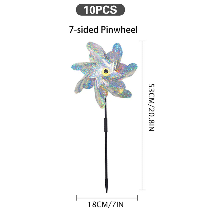 10PCS Reflective Windmill Bird Repeller Garden Stake Spinner Outdoor Plant Protection