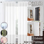Sheer Voile Curtains Rod Pocket Window Panel for Bedroom 140cm x 230cm Drapes - Black