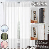 Sheer Voile Curtains Rod Pocket Window Panel for Bedroom 140cm x 230cm Drapes - Black - Front View