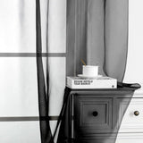 Sheer Voile Curtains Rod Pocket Window Panel for Bedroom 140cm x 230cm Drapes - Black - Top-Down View