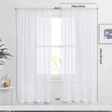 Sheer Voile Curtains Rod Pocket Window Panel for Bedroom 140cm x 230cm Drapes - Black - Close-Up Angle