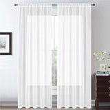 Sheer Voile Curtains Rod Pocket Window Panel for Bedroom 140cm x 230cm Drapes - Black - Extra Image