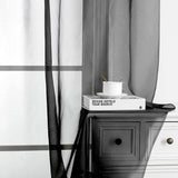 Sheer Voile Curtains Rod Pocket Window Panel for Bedroom 140cm x 230cm Drapes - Black - Side View