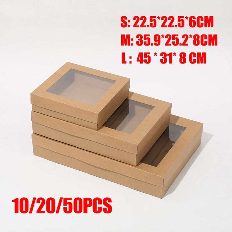 50pcs Bakery Cake Packaging Boxes with Visible Open Window Lunch Boxes - S